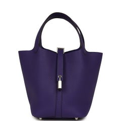Hermes Picotin Lock 18 Purple Clemence Palladium Hardware