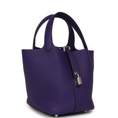 Hermes Picotin Lock 18 Purple Clemence Palladium Hardware
