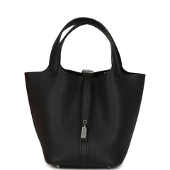 Hermes Picotin Lock 18 Black Clemence Palladium Hardware