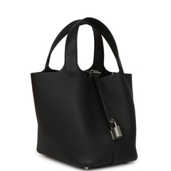 Hermes Picotin Lock 18 Black Clemence Palladium Hardware
