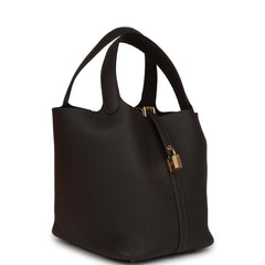 Hermes Picotin Lock 22 Bai Brun Clemence Gold Hardware