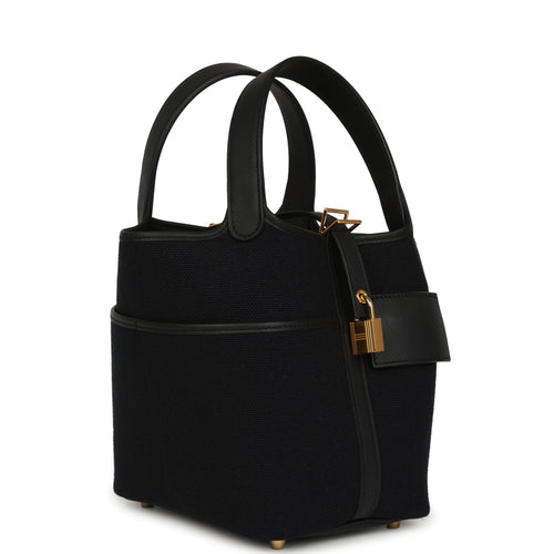 Hermes Picotin Cargo 18 Black Toile Goeland and Swift Gold Hardware