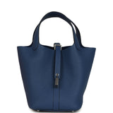 Hermes Picotin Lock 18 Bleu Tie Clemence Palladium Hardware - Thumbnail View 1