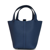 Hermes Picotin Lock 18 Bleu Tie Clemence Palladium Hardware - Thumbnail View 5