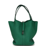 Pre-owned Hermes Picotin Lock 22 Vert Vertigo Clemence and Matte Alligator Touch Palladium Hardware - Thumbnail View 1