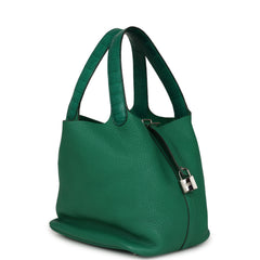Pre-owned Hermes Picotin Lock 22 Vert Vertigo Clemence and Matte Alligator Touch Palladium Hardware