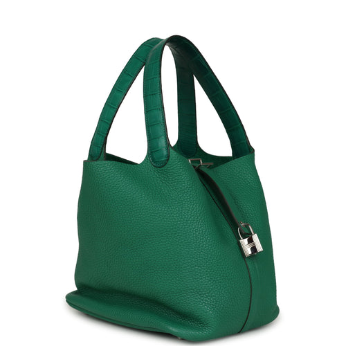 Pre-owned Hermes Picotin Lock 22 Vert Vertigo Clemence and Matte Allig