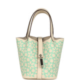 Hermes Micro Picotin Lock 14 "Lucky Daisy" Nata, Vert, White Swift Palladium Hardware - Thumbnail View 1