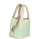 Hermes Micro Picotin Lock 14 "Lucky Daisy" Nata, Vert, White Swift Palladium Hardware - Thumbnail View 5