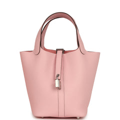 Hermes Picotin Lock 18 Rose Sakura Clemence Palladium Hardware