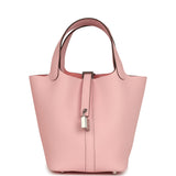 Hermes Picotin Lock 18 Rose Sakura Clemence Palladium Hardware - Thumbnail View 1