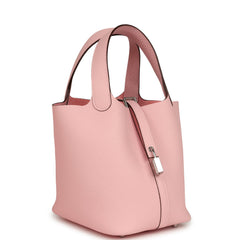 Hermes Picotin Lock 18 Rose Sakura Clemence Palladium Hardware