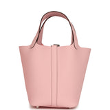 Hermes Picotin Lock 18 Rose Sakura Clemence Palladium Hardware - Thumbnail View 4