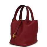 Pre-owned Hermes Picotin Lock 18 Rouge H Clemence and Matte Alligator Touch Gold Hardware - Thumbnail View 5