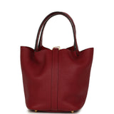 Pre-owned Hermes Picotin Lock 18 Rouge H Clemence and Matte Alligator Touch Gold Hardware - Thumbnail View 4