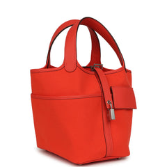 Hermes Picotin Cargo 18 Orange Field Swift and Toile Canvas Palladium Hardware
