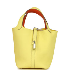 Hermes Picotin Lock Eclat 18 Limoncello Clemence and Orange Swift Palladium Hardware