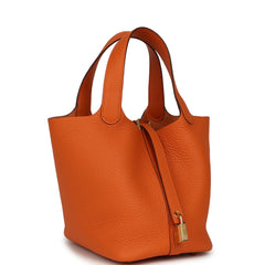 Hermes Picotin Lock 18 Orange Clemence Gold Hardware