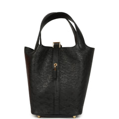 Hermes Picotin Lock 18 Black Ostrich Gold Hardware