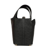 Hermes Picotin Lock 18 Black Ostrich Gold Hardware - Thumbnail View 4