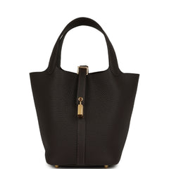 Hermes Picotin Lock 18 Bai Brun Clemence Gold Hardware