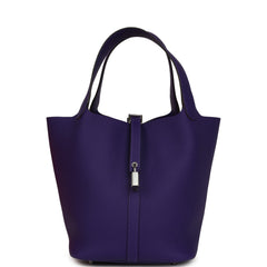 Hermes Picotin Lock 22 Purple Clemence Palladium Hardware