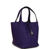 Hermes Picotin Lock 22 Purple Clemence Palladium Hardware - Thumbnail View 2