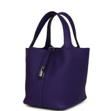 Hermes Picotin Lock 22 Purple Clemence Palladium Hardware - Thumbnail View 5