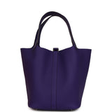 Hermes Picotin Lock 22 Purple Clemence Palladium Hardware - Thumbnail View 4