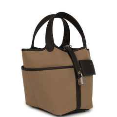 Hermes Picotin Cargo 18 Mousse Toile Canvas and Bai Brun Swift Palladium Hardware