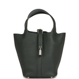 Hermes Picotin Lock 18 Eclat Vert Mangrove Clemence, Gris Pantin Swift Palladium Hardware - Thumbnail View 1
