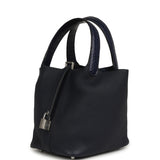 Pre-owned Hermes Picotin Lock 18 Bleu Nuit Clemence, Bleu Saphir Matte Alligator Touch Palladium Hardware - Thumbnail View 5