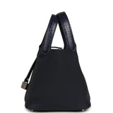 Pre-owned Hermes Picotin Lock 18 Bleu Nuit Clemence, Bleu Saphir Matte Alligator Touch Palladium Hardware - Thumbnail View 4
