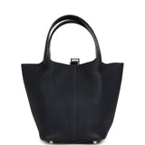 Pre-owned Hermes Picotin Lock 18 Bleu Nuit Clemence, Bleu Saphir Matte Alligator Touch Palladium Hardware - Thumbnail View 3