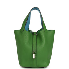 Hermes Picotin Lock 18 Eclat Vert Yucca Clemence, Celeste Swift Palladium Hardware