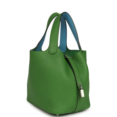 Hermes Picotin Lock 18 Eclat Vert Yucca Clemence, Celeste Swift Palladium Hardware
