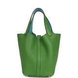 Hermes Picotin Lock 18 Eclat Vert Yucca Clemence, Celeste Swift Palladium Hardware - Thumbnail View 4