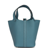 Hermes Picotin Lock 18 Blue Jean Clemence Palladium Hardware - Thumbnail View 4