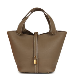 Hermes Picotin Lock 22 Etoupe Clemence Gold Hardware