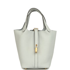 Hermes Picotin Lock 18 Bleu Pale Clemence Gold Hardware