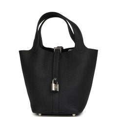 Pre-owned Hermes Picotin Lock 18 Caban Clemence Palladium Hardware