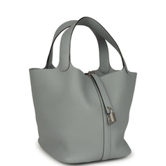 Hermes Picotin Lock 22 Gris Pantin Clemence Palladium Hardware
