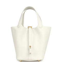 Hermes Picotin Lock 18 New White Clemence Gold Hardware