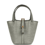Hermes Micro Picotin Lock 14 Gris Ciment Matte Alligator Gold Hardware - Thumbnail View 1