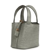 Hermes Micro Picotin Lock 14 Gris Ciment Matte Alligator Gold Hardware - Thumbnail View 5
