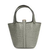 Hermes Micro Picotin Lock 14 Gris Ciment Matte Alligator Gold Hardware - Thumbnail View 4