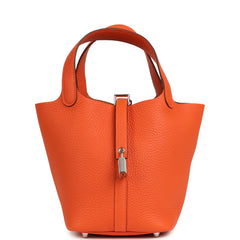 Hermes Picotin Lock 18 Tangerine Clemence Palladium Hardware