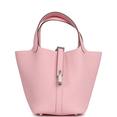 Hermes Picotin Lock 18 Rose Sakura Clemence Palladium Hardware