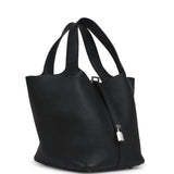Pre-owned Hermes Picotin Lock 22 Black Clemence Palladium Hardware - Thumbnail View 2