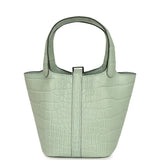 Hermes Micro Picotin Lock 14 Vert D'Eau Matte Alligator Palladium Hardware - Thumbnail View 4